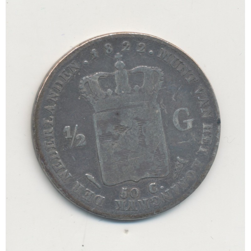 Hollande - 1/2 Gulden 1822 Utrecht - Guillaume 1er - B/TB