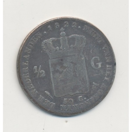 Hollande - 1/2 Gulden 1822 Utrecht - Guillaume 1er - B/TB