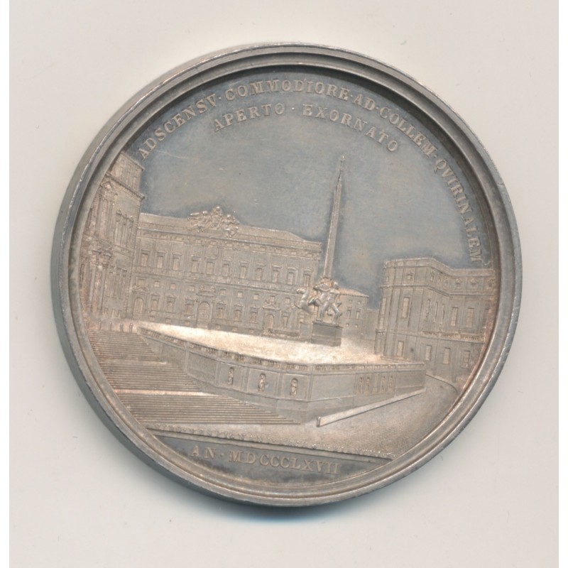 Vatican - Médaille Pie IX - Place du quirinal 1867 - argent - SPL