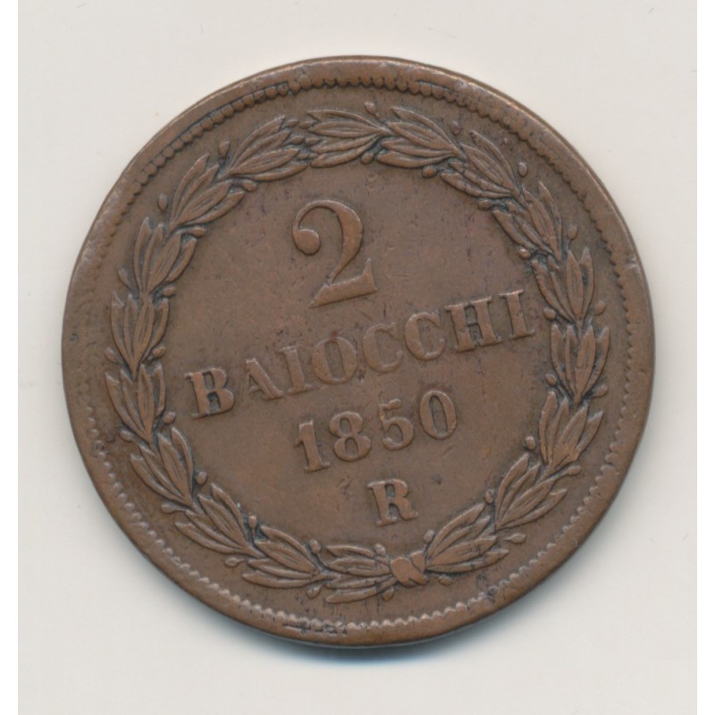 Vatican - 2 Baiocchi - 1850 R Rome - Pius IX - TTB