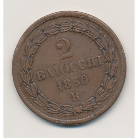Vatican - 2 Baiocchi - 1850 R Rome - Pius IX - TTB