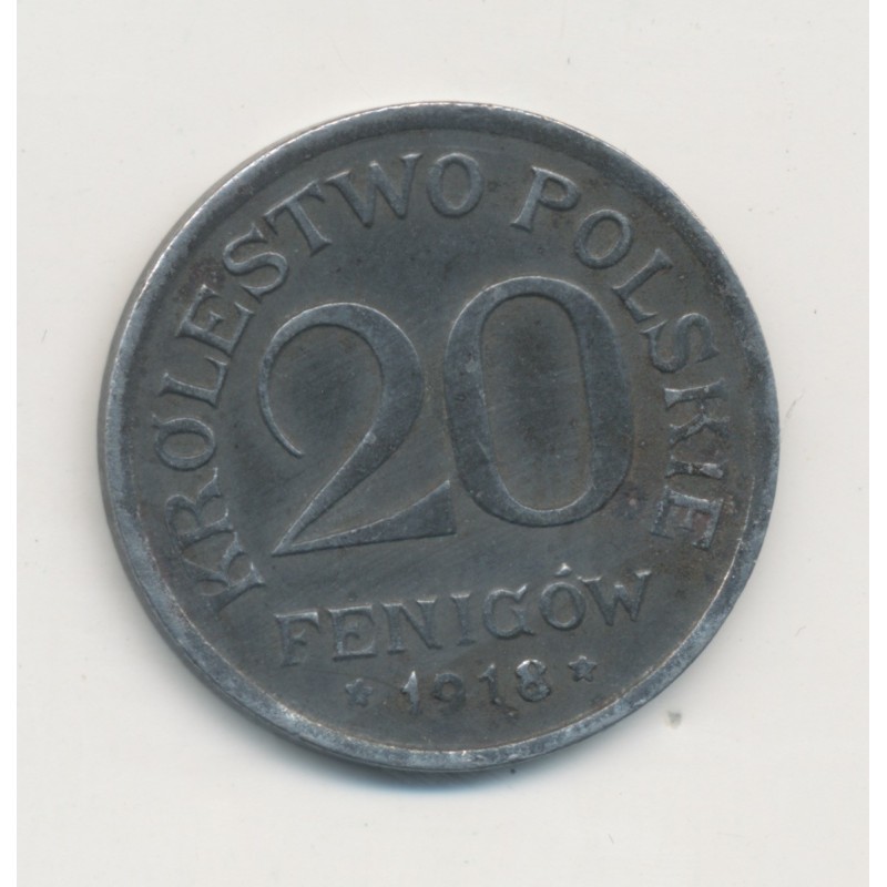 Pologne - 20 Fenigow 1918 - administration Allemande - fer - TTB