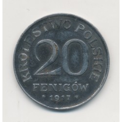 Pologne - 20 Fenigow 1917 - administration Allemande - fer - TTB