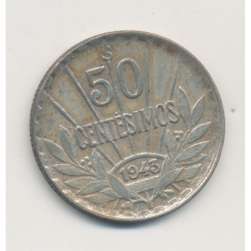 Uruguay - 50 centesimos 1943 S Santiago - argent - TTB