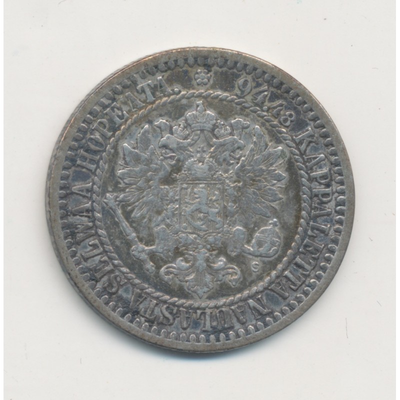 Finlande - 1 Markka - 1865 Helsinki - argent - TTB+