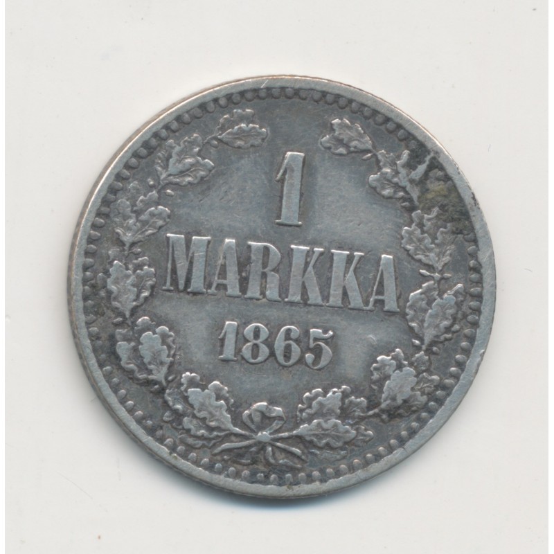 Finlande - 1 Markka - 1865 Helsinki - argent - TTB+