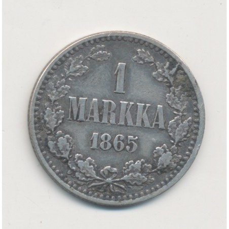 Finlande - 1 Markka - 1865 Helsinki - argent - TTB+
