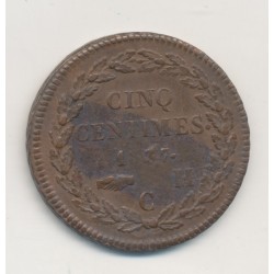 Monaco - 5 centimes 1837 MC - grosse tête - Honoré V - TTB+ 2