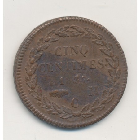 Monaco - 5 centimes 1837 MC - grosse tête - Honoré V - TTB+