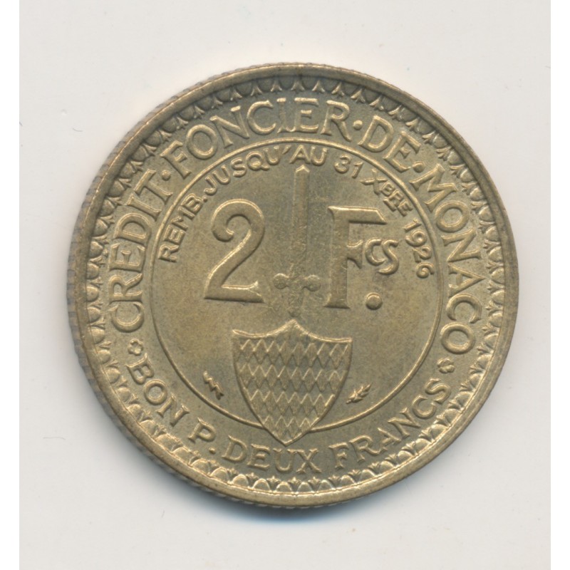 Monaco - 2 Francs 1924 Poissy - Louis II - SUP