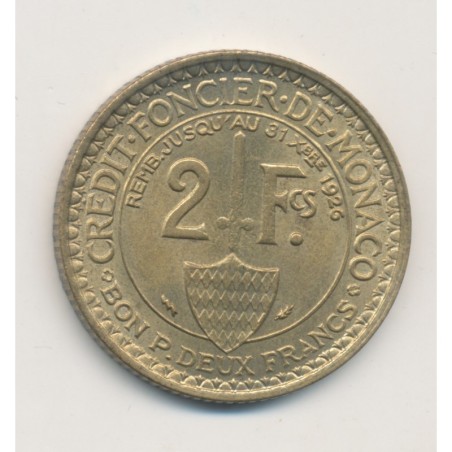 Monaco - 2 Francs 1924 Poissy - Louis II - SUP