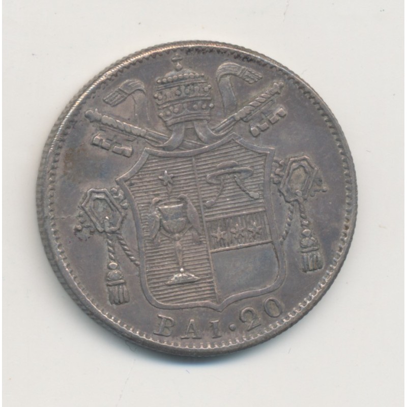 Vatican - 20 Baiocco 1834 - Gregoire XVI - argent - SUP