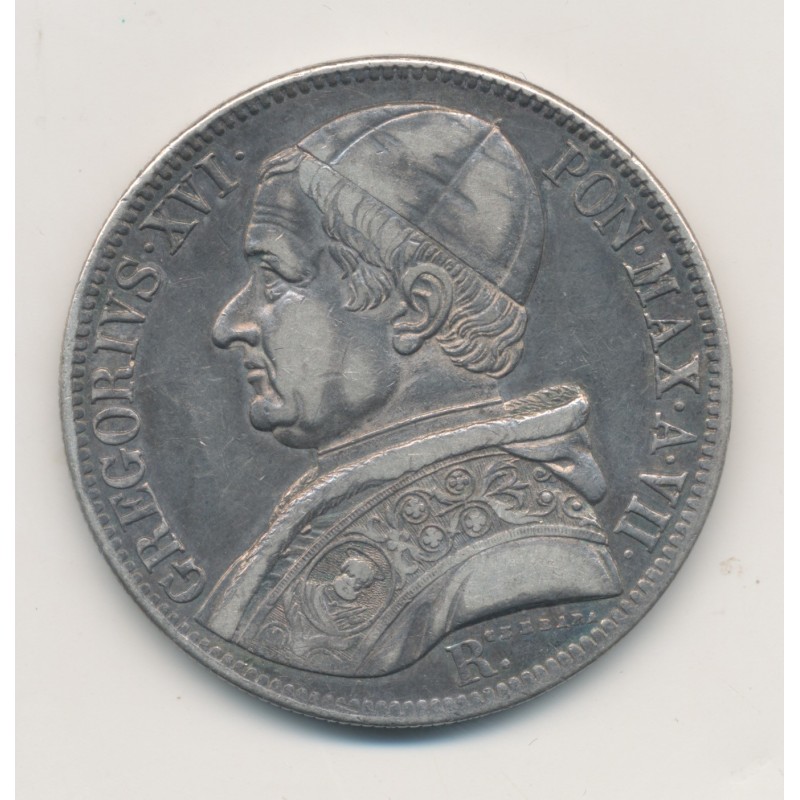 Vatican - 1 Scudo 1837 R - Gregoire XVI - argent - TTB+
