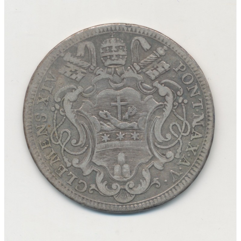 Vatican - Testone 1773 - Clement XIV - argent - TB