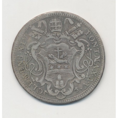 Vatican - Testone 1773 - Clement XIV - argent - TB