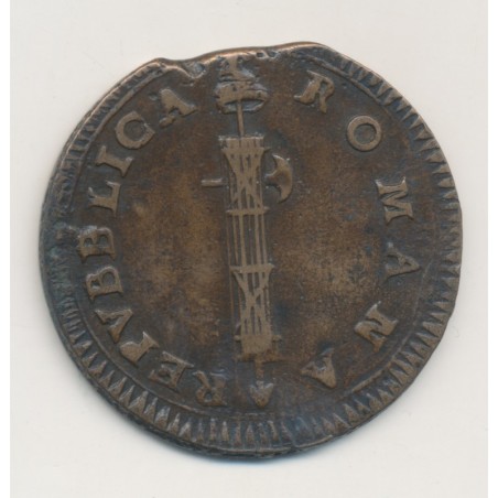 Italie - 2 Baiocchi - ND - République romaine - cuivre - TTB