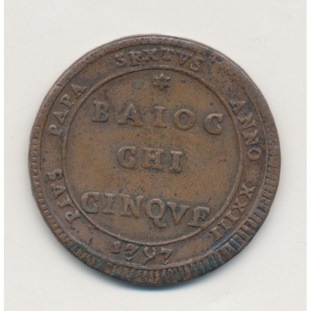 Vatican - 5 Baiocchi 1797 Rome - Pie VI - Jean ange braschi - TB+/TTB