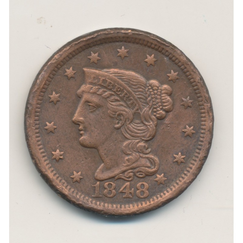 Etats-Unis - 1 Cent 1848 - cuivre - TTB+