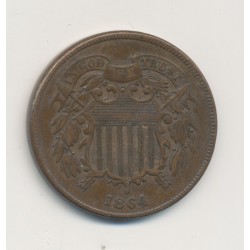 Etats-Unis - 2 Cent 1864 - large motta - TTB+ 2