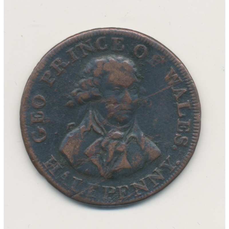 Angleterre - 1/2 Penny Token - Middlesex - Prince de galles - TB+