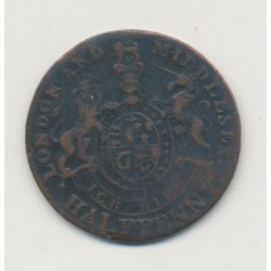 Angleterre - 1/2 Penny Token - Middlesex - Prince de galles - TB+ 2