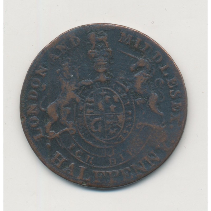 Angleterre - 1/2 Penny Token - Middlesex - Prince de galles - TB+