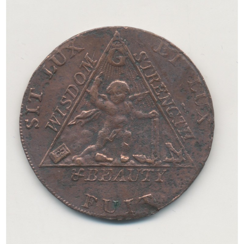 Angleterre - 1/2 Penny Middlesex Token - 1790 - Franc-maçonnique - TB+