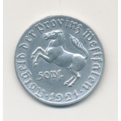 Allemagne - 50 Pfennig 1921 - Province Westphalie - alu - SUP