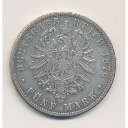 Allemagne - 5 Mark 1876 A - Prusse - argent - TB+