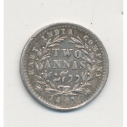 Indes Anglaises - 2 Annas 1841 Calcutta - Victoria - argent - SUP+ 2