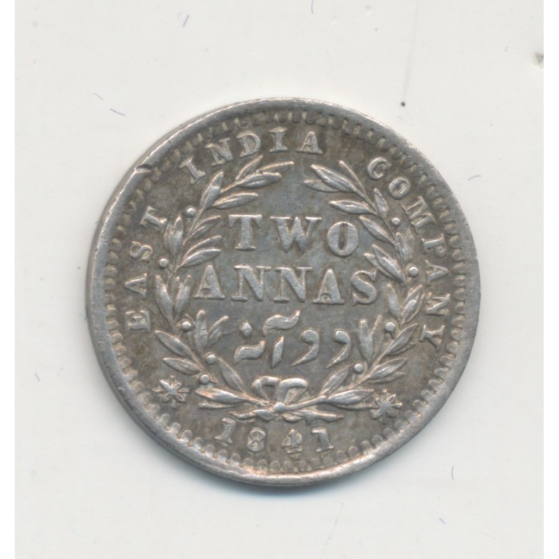 Indes Anglaises - 2 Annas 1841 Calcutta - Victoria - argent - SUP+