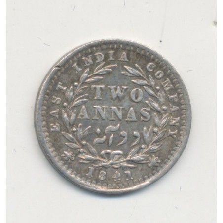 Indes Anglaises - 2 Annas 1841 Calcutta - Victoria - argent - SUP+