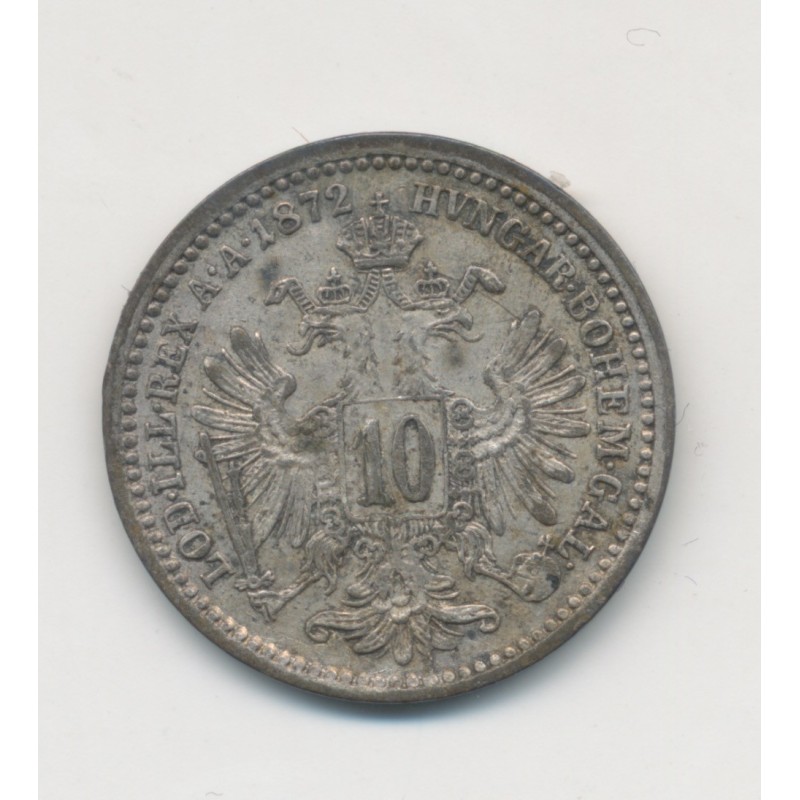 Autriche - 10 Kreuzer 1872 - François Joseph I - argent - TTB+