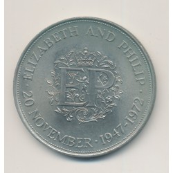 Angleterre - 1 Crown 1972 - 25e anniversaire mariage - Elisabeth II - nickel - SUP