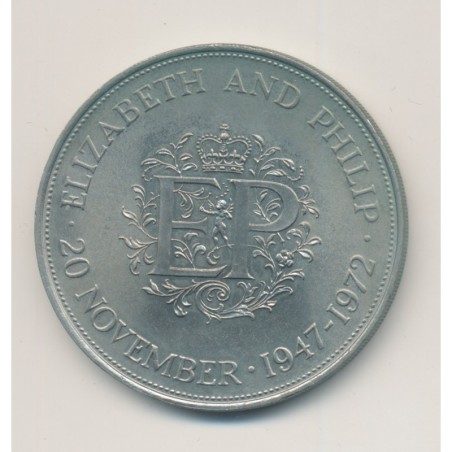 Angleterre - 1 Crown 1972 - 25e anniversaire mariage - Elisabeth II - nickel - SUP
