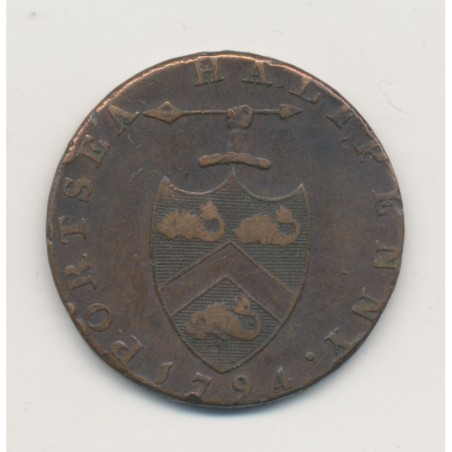 Angleterre - 1/2 Penny Portsea Token - Hampshire 1794 - cuivre - TB