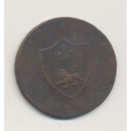 Angleterre - 1/2 Penny Lancaster Token - 1792 - cuivre - TB