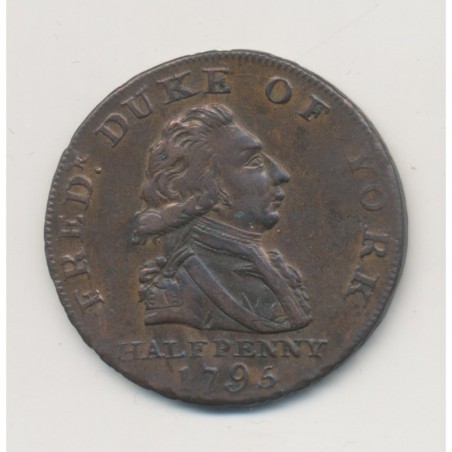 Angleterre - 1/2 Penny Londres - Lancaster 1792 - cuivre - TTB