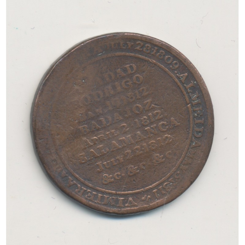 Angleterre - 1/2 Penny Wellington 1812 - cuivre - TB