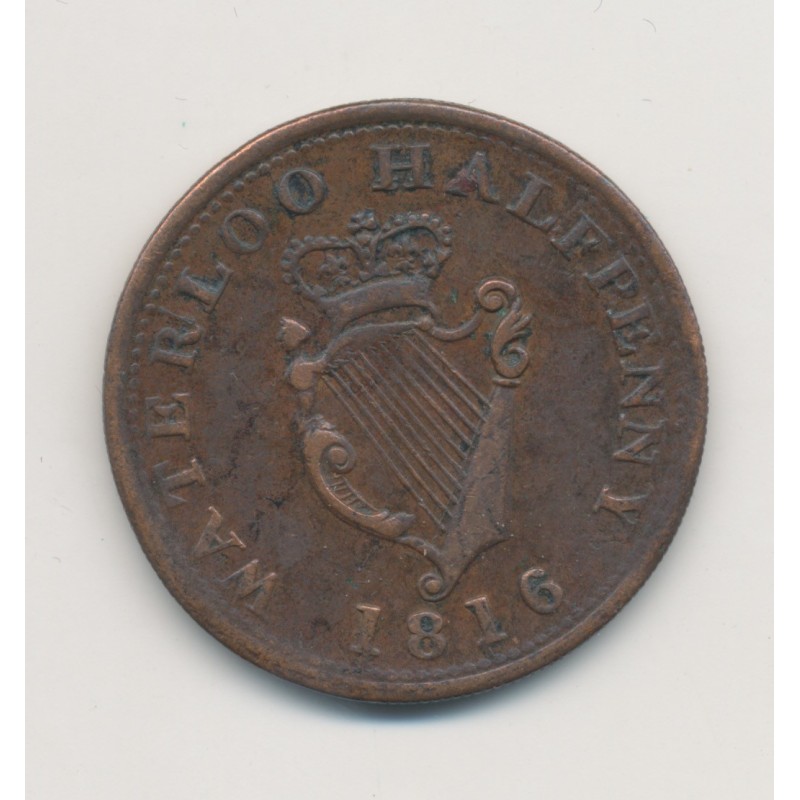 Angleterre - 1/2 Penny Wellington 1816 - cuivre - TTB