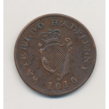 Angleterre - 1/2 Penny Wellington 1816 - cuivre - TTB