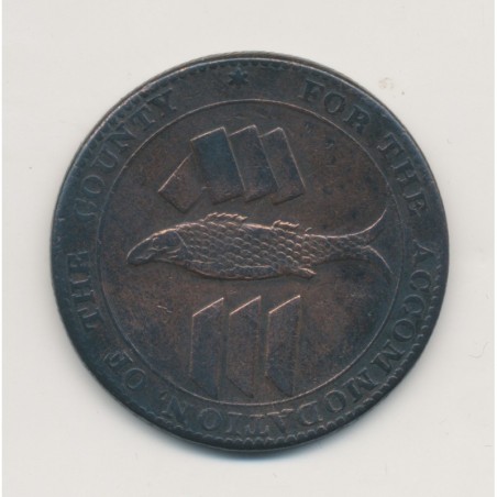 Angleterre - Cornish Penny 1811 - dolcoat mine - cuivre - TTB+