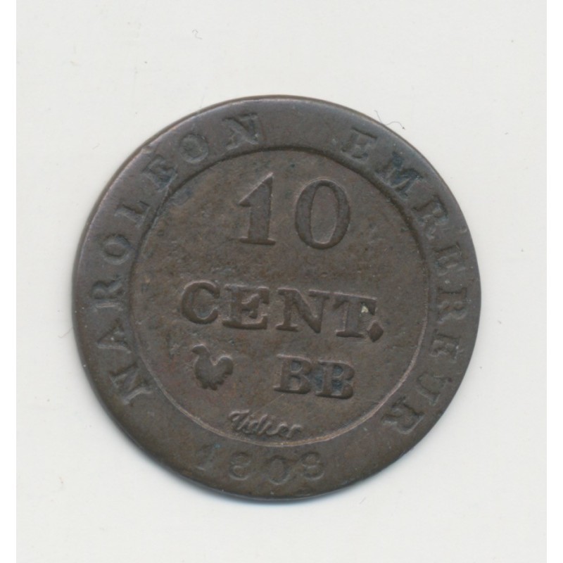 10 Centimes à l'N couronné - 1808 BB Strasbourg - TB+