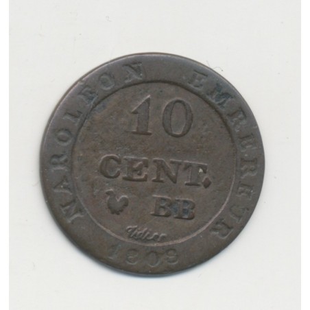 10 Centimes à l'N couronné - 1808 BB Strasbourg - TB+