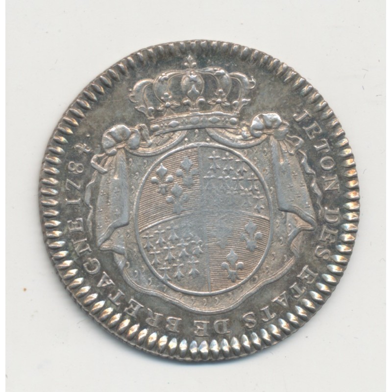 Jeton - Louis XVI - États de bretagne - 1784 - argent - SUP