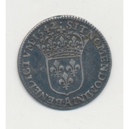 Louis XIII - 1/12 écu - 1642 A Paris - 1er poinçon - argent - TTB+