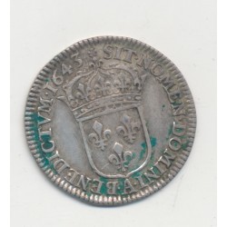 Louis XIII - 1/12 écu - 1642 A Paris - 2e poinçon - rose - argent - TB+ 2