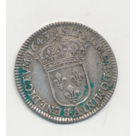 Louis XIII - 1/12 écu - 1642 A Paris - 2e poinçon - rose - argent - TB+