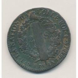 Louis XVI - 2 Sols François - 1791 A. Paris -  cuivre - TB/TTB 2