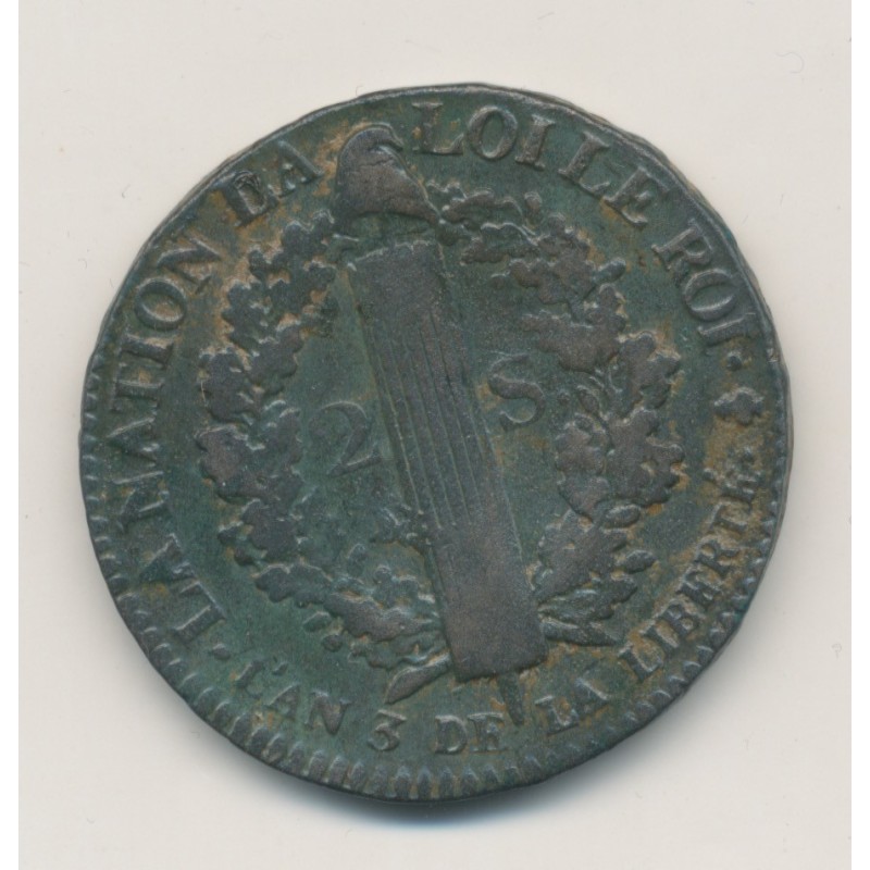 Louis XVI - 2 Sols François - 1791 A. Paris -  cuivre - TB/TTB